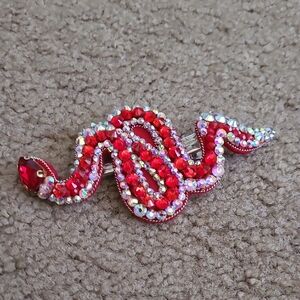 NWOT! Red and Silver Rhinestone Snake Hairclip